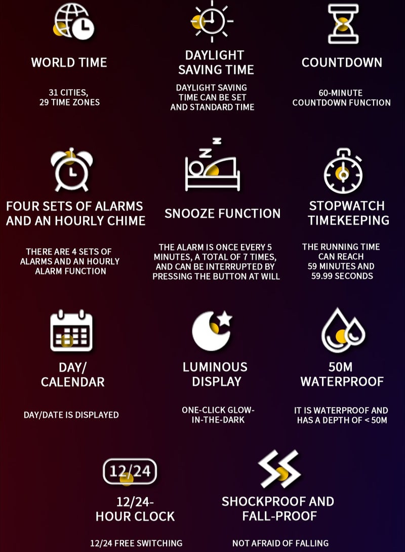 ساندا ساعة SANDA 6200 الإلكترونية العصرية متعددة الوظائف مع منبه ومقاومة للماء ساعات رائعة للطلاب والطالبات - Image 4