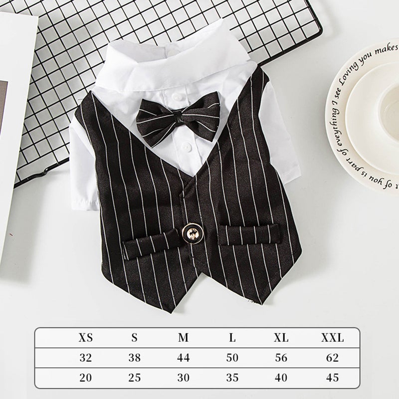 3pcs Dress Shirt Wedding Party Spring Coat Adorable Clothes for Dog Pet Cat (Black Size ) - Image 2