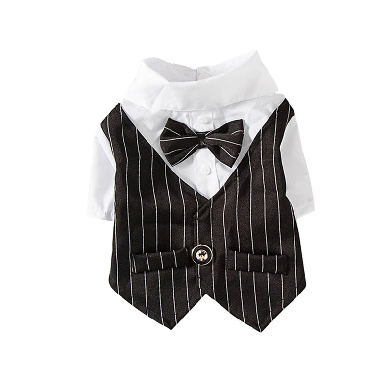 3pcs Dress Shirt Wedding Party Spring Coat Adorable Clothes for Dog Pet Cat (Black Size ) - Image 1