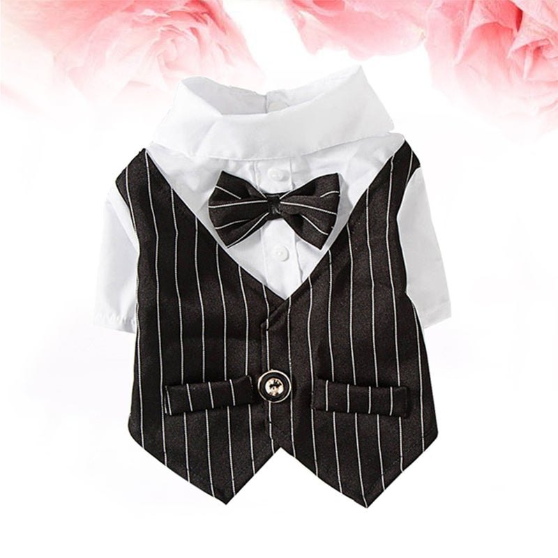 3pcs Dress Shirt Wedding Party Spring Coat Adorable Clothes for Dog Pet Cat (Black Size ) - Image 3