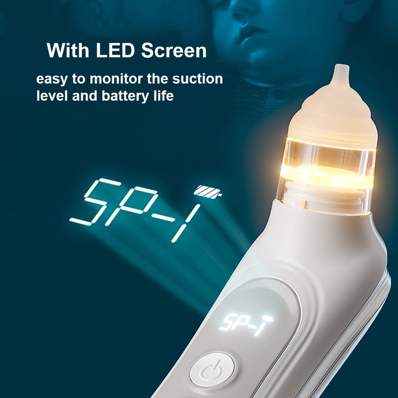 Electric Baby Nasal Aspirator: 5 Adjustable Suction Levels - Low-Noise Operation Green Electric Nose Sucker with LED Display for Infants and Babies During Naps or Daily Use - Image 4