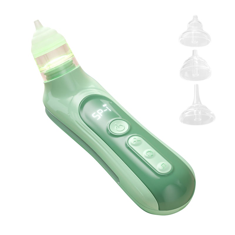 Electric Baby Nasal Aspirator: 5 Adjustable Suction Levels - Low-Noise Operation Green Electric Nose Sucker with LED Display for Infants and Babies During Naps or Daily Use - Image 1