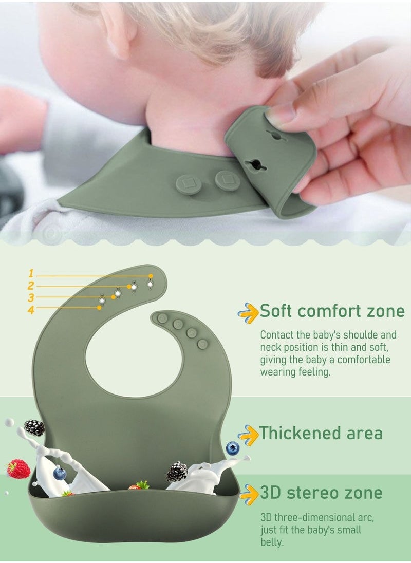 Gonice 9 Piece Baby Feeding Set Baby Led Weaning Feeding Supplies for Toddlers Suction Silicone Baby Bowl Self Eating Utensils with Spoons, Bibs, Cup and Infant Suction Plate with Lid  - Image 5