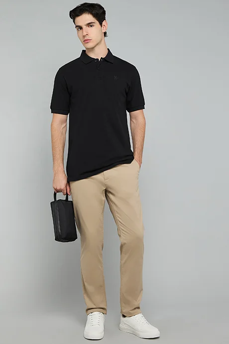 أر أند بي Solid Polo T-Shirt with Short Sleeves