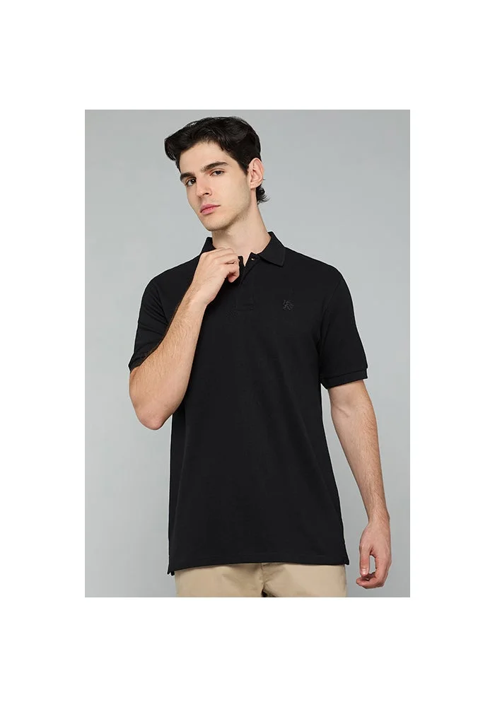 أر أند بي Solid Polo T-Shirt with Short Sleeves