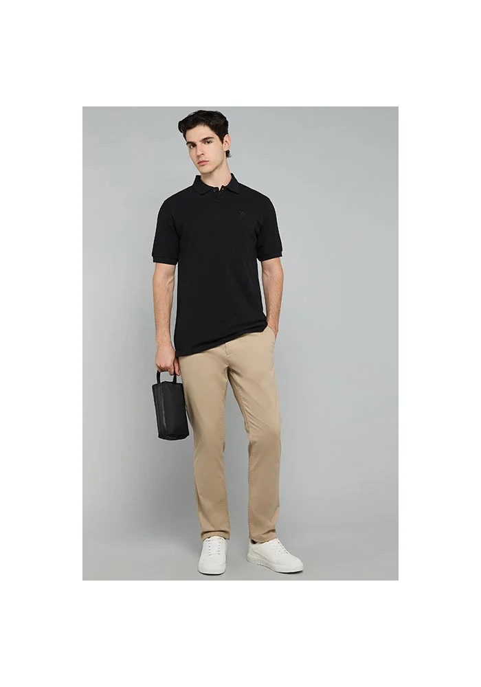 أر أند بي Solid Polo T-Shirt with Short Sleeves