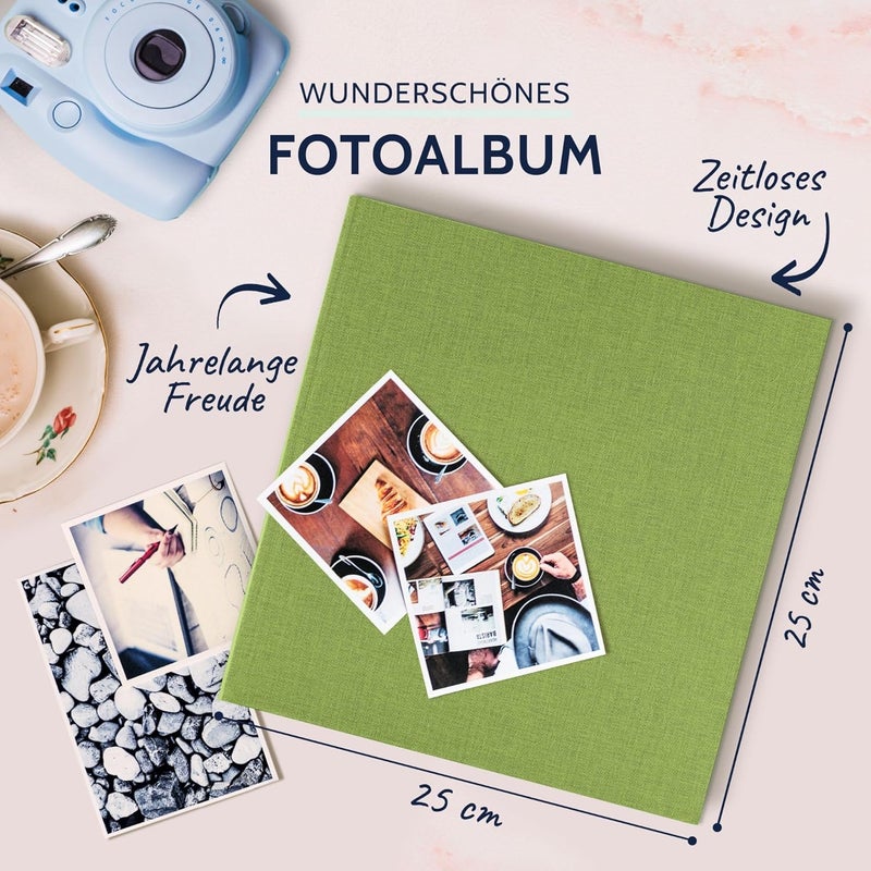Goldbuch Summertime Trend 24805 Photo Album, 25 x 25 cm, Photo Book with 60 White Pages & Glassine Dividers, Linen Photo Album, Memory Album, Light Green - Image 2