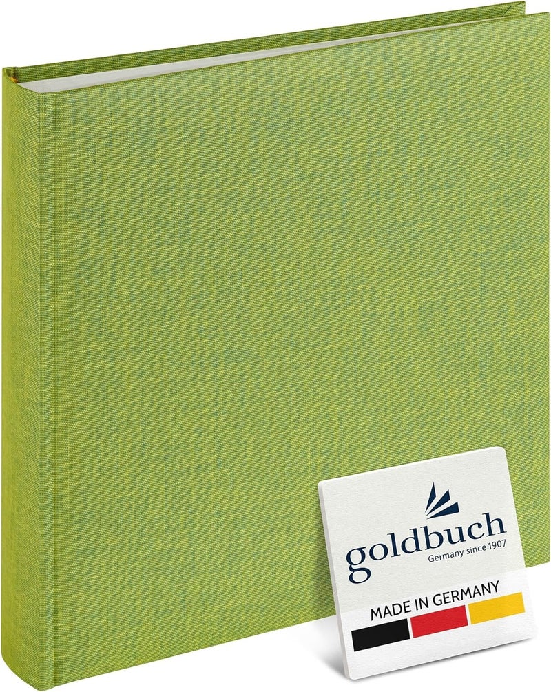 Goldbuch Summertime Trend 24805 Photo Album, 25 x 25 cm, Photo Book with 60 White Pages & Glassine Dividers, Linen Photo Album, Memory Album, Light Green - Image 1