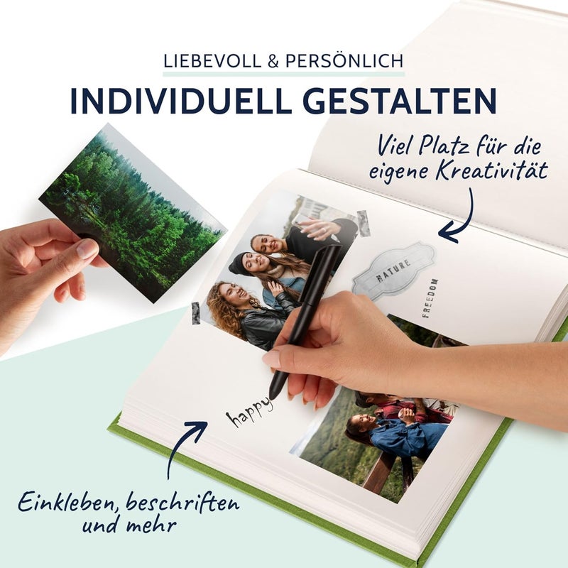 Goldbuch Summertime Trend 24805 Photo Album, 25 x 25 cm, Photo Book with 60 White Pages & Glassine Dividers, Linen Photo Album, Memory Album, Light Green - Image 5