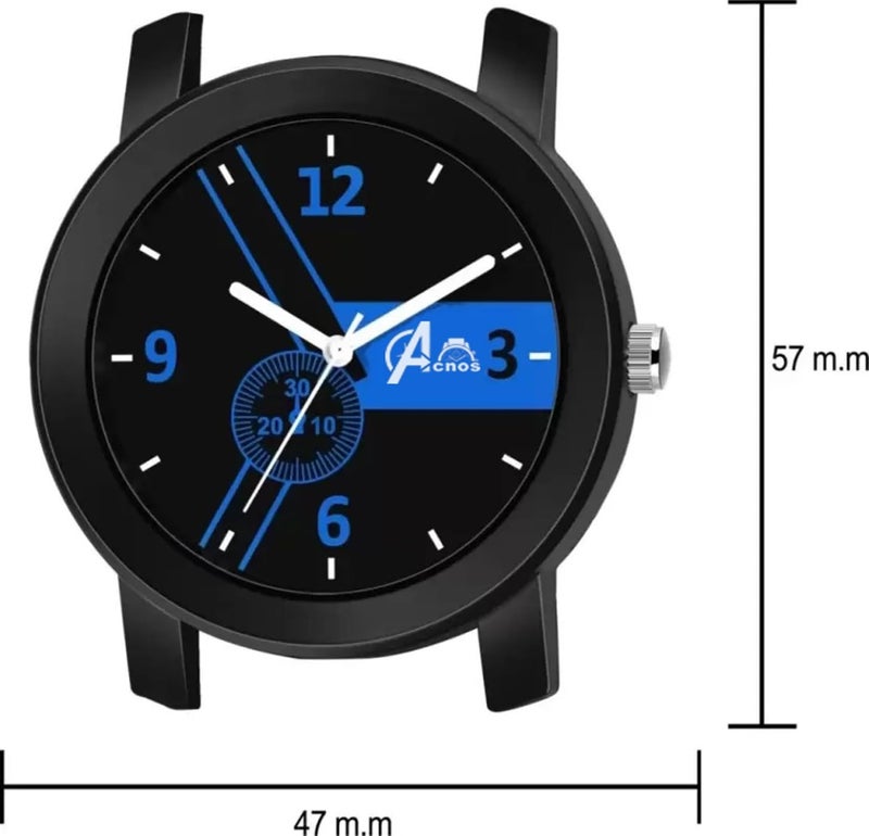 Acnos Polyurethane Blue Design Dial Black Case Speedbelt Analogue Casual Watch for Men Boy Pack of 1 - Image 3