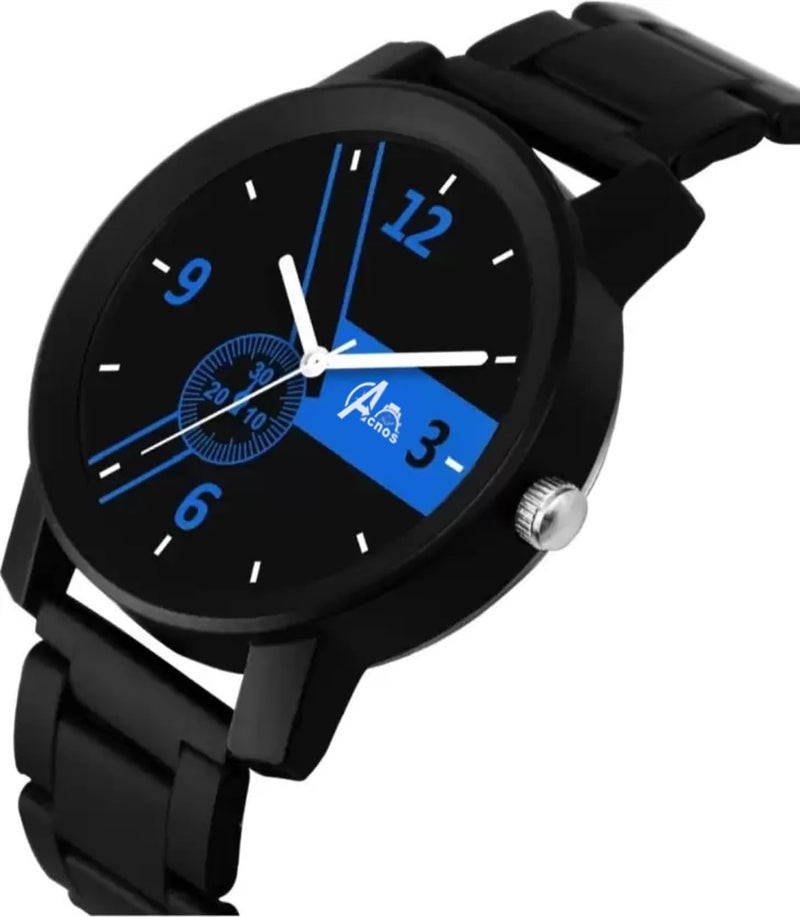 Acnos Polyurethane Blue Design Dial Black Case Speedbelt Analogue Casual Watch for Men Boy Pack of 1 - Image 2