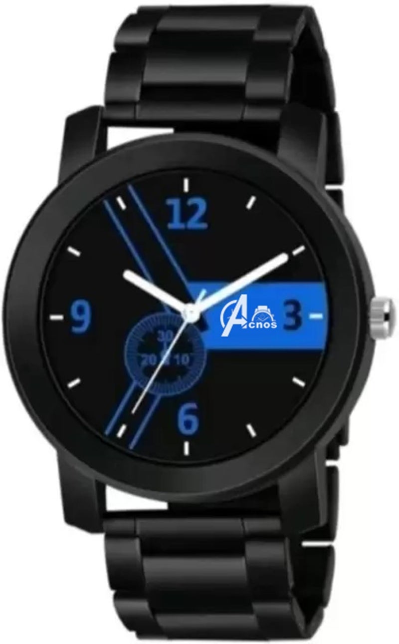 Acnos Polyurethane Blue Design Dial Black Case Speedbelt Analogue Casual Watch for Men Boy Pack of 1 - Image 5