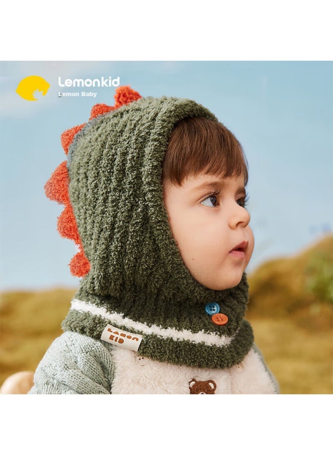 Lemonkid Baby Hat For Boys And Girls, Integrated Hooded Ear Protection Warm Cap, Dinosaur Green, Size M - Image 1