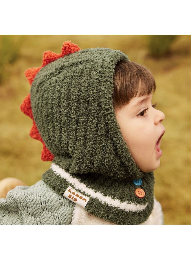 Lemonkid Baby Hat For Boys And Girls, Integrated Hooded Ear Protection Warm Cap, Dinosaur Green, Size M - Image 5