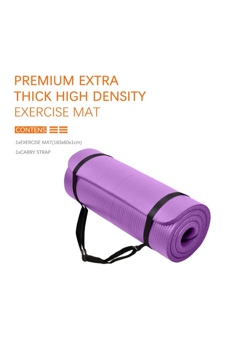 Neostyle Yoga Mat Fitness & Exercise Mat with Easy-Cinch Yoga Mat Carrier Strap, Thick 183*60*1 cm Workout Mats for Yoga, Pilates and Floor Exercise - Image 3
