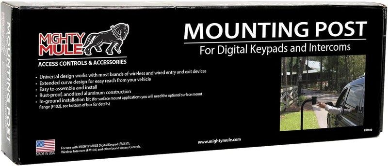 Mighty Mule (FM100) Powder Coated Black Keypad Mounting Post, 22, Black - Image 1