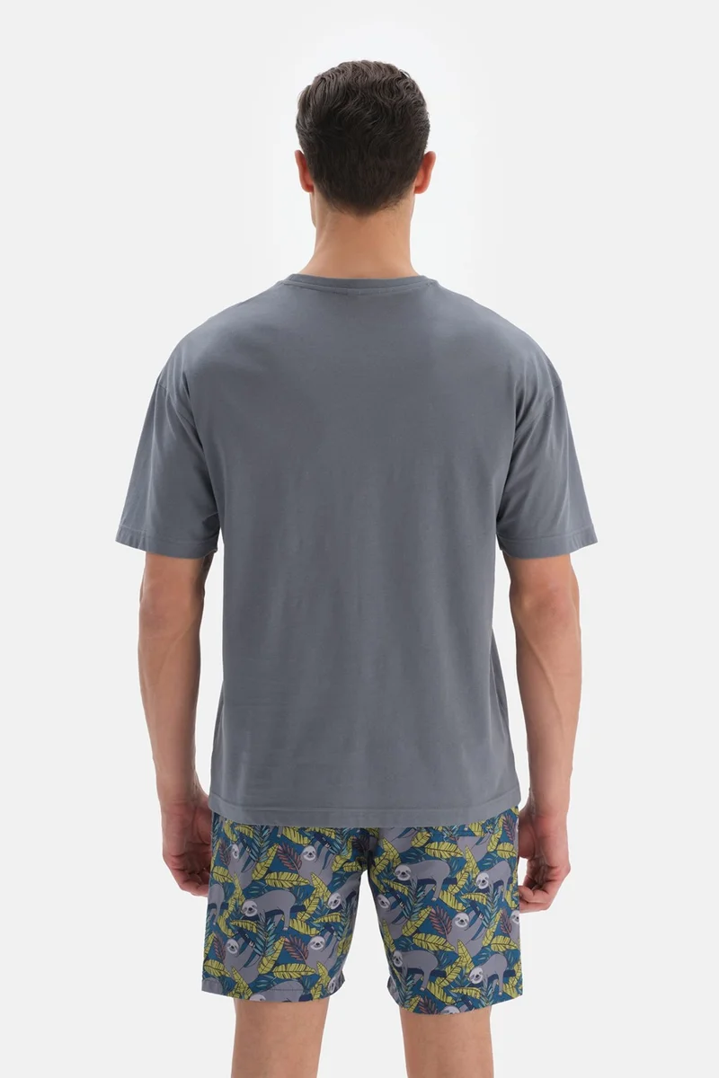 dagi Anthracite Printed O Neck T-Shirt