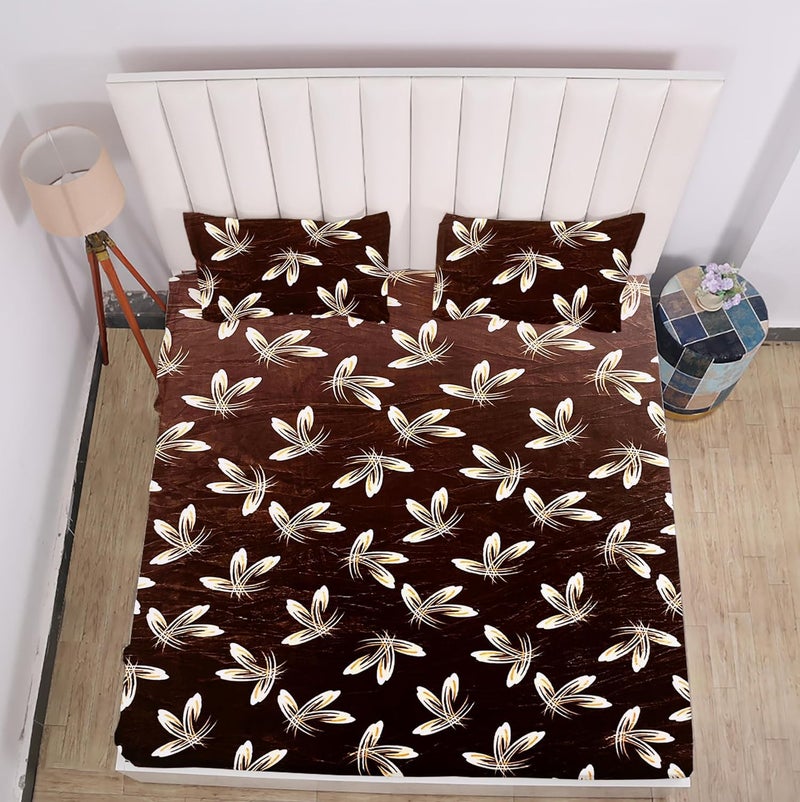 RD TREND 220 TC 190 GSM Warm Elastic Fitted bedsheets for Winter King Size(78X72X8 Inch) with 2 Pillow Cover Size 18x28 Inches, (Coffee Floral) - Image 3