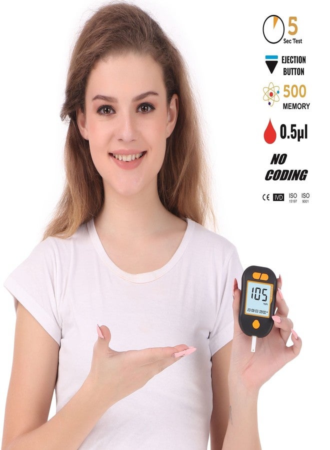 كونترول_دي جهاز مراقبة سكر الدم الرقمي المتقدم من Control D مع 25 شريط قياس (أسود، أخضر) - Image 5