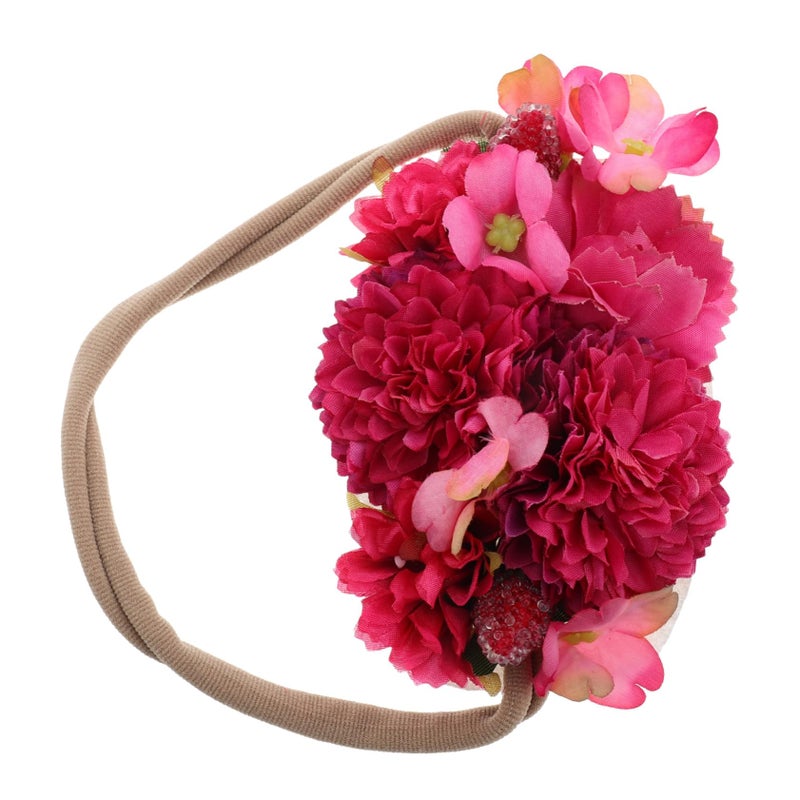 Soft Floral Headband For Baby Girls Newborn Photography Accessory Pink - Image 2