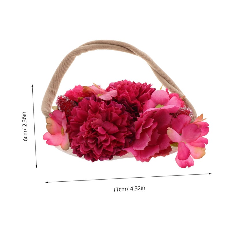 Soft Floral Headband For Baby Girls Newborn Photography Accessory Pink - Image 3