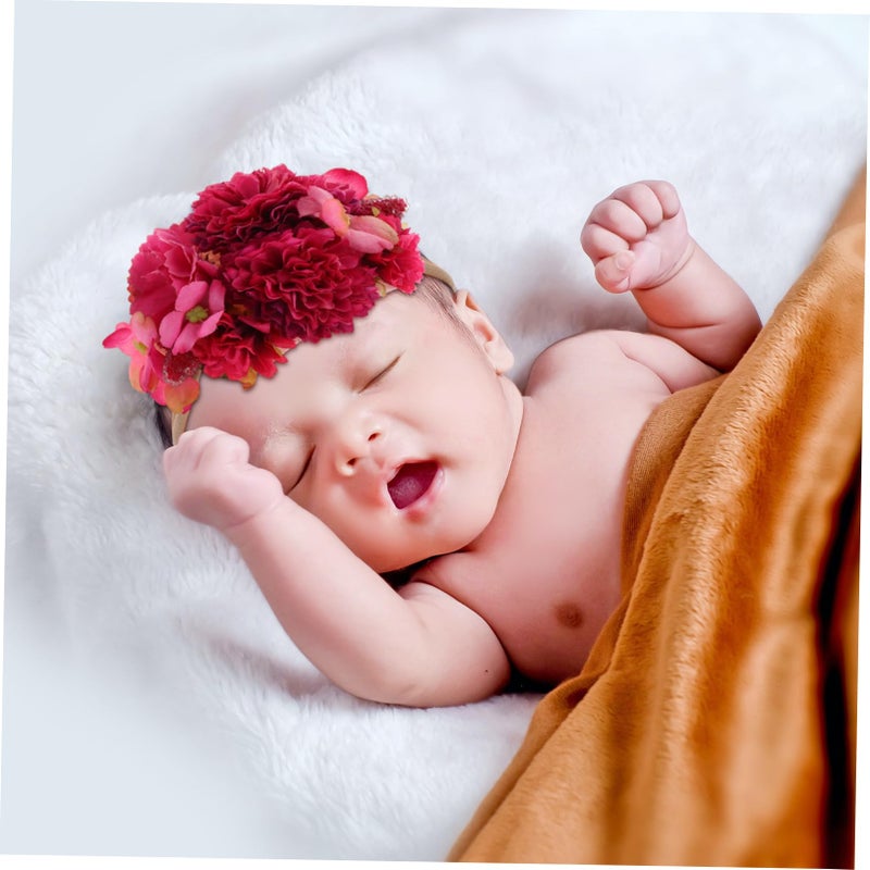 Soft Floral Headband For Baby Girls Newborn Photography Accessory Pink - Image 5