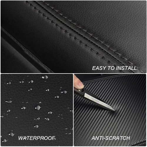 DEYTOP Center Console Cover for Ford Fusion 2017-2020 Accessories Car Armrest Cover for Ford Fusion 2017 Accessories Anti-Scratch Leather Armrest Protector (Black with Black Stitches) - Image 5
