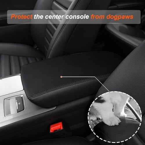 DEYTOP Center Console Cover for Ford Fusion 2017-2020 Accessories Car Armrest Cover for Ford Fusion 2017 Accessories Anti-Scratch Leather Armrest Protector (Black with Black Stitches) - Image 3