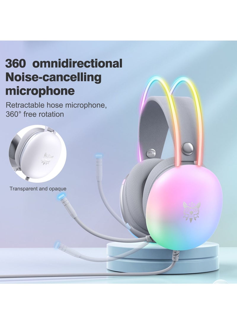 X25 Gradient RGB Light Headset, Computer Gaming Headset for PS4/PS5/XBox One/Series/Switch/PC Grey