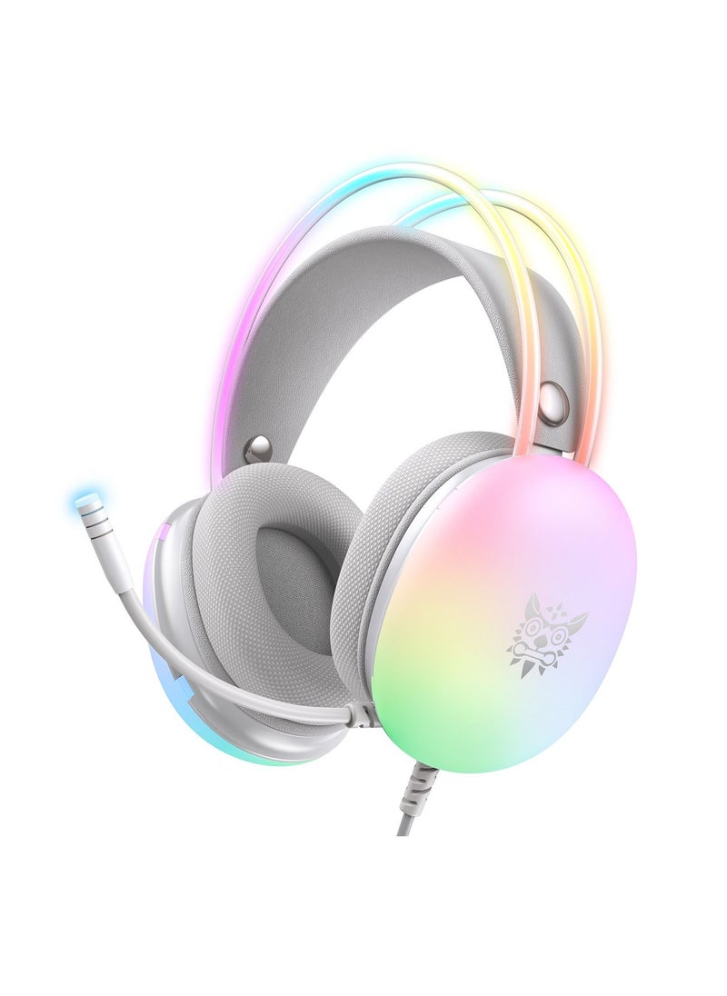 X25 Gradient RGB Light Headset, Computer Gaming Headset for PS4/PS5/XBox One/Series/Switch/PC Grey
