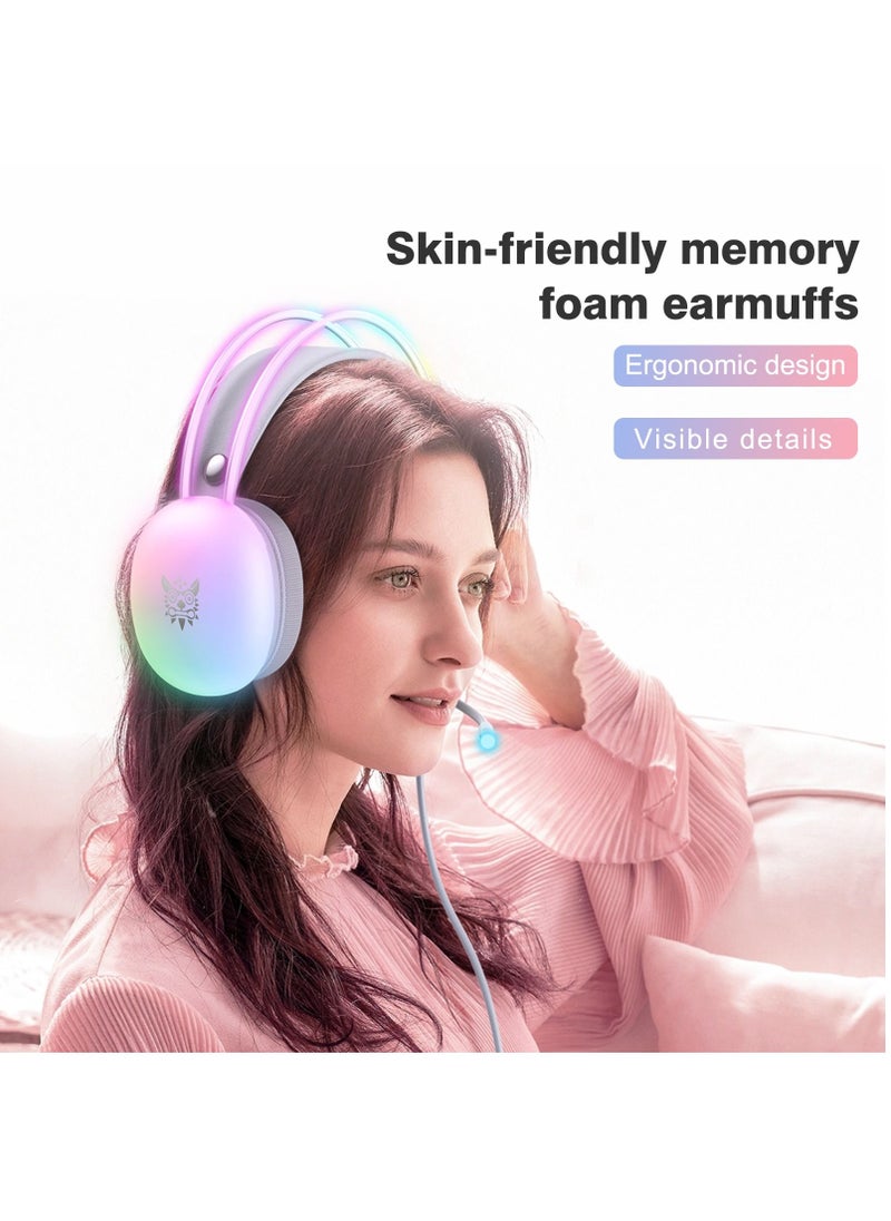 X25 Gradient RGB Light Headset, Computer Gaming Headset for PS4/PS5/XBox One/Series/Switch/PC Grey
