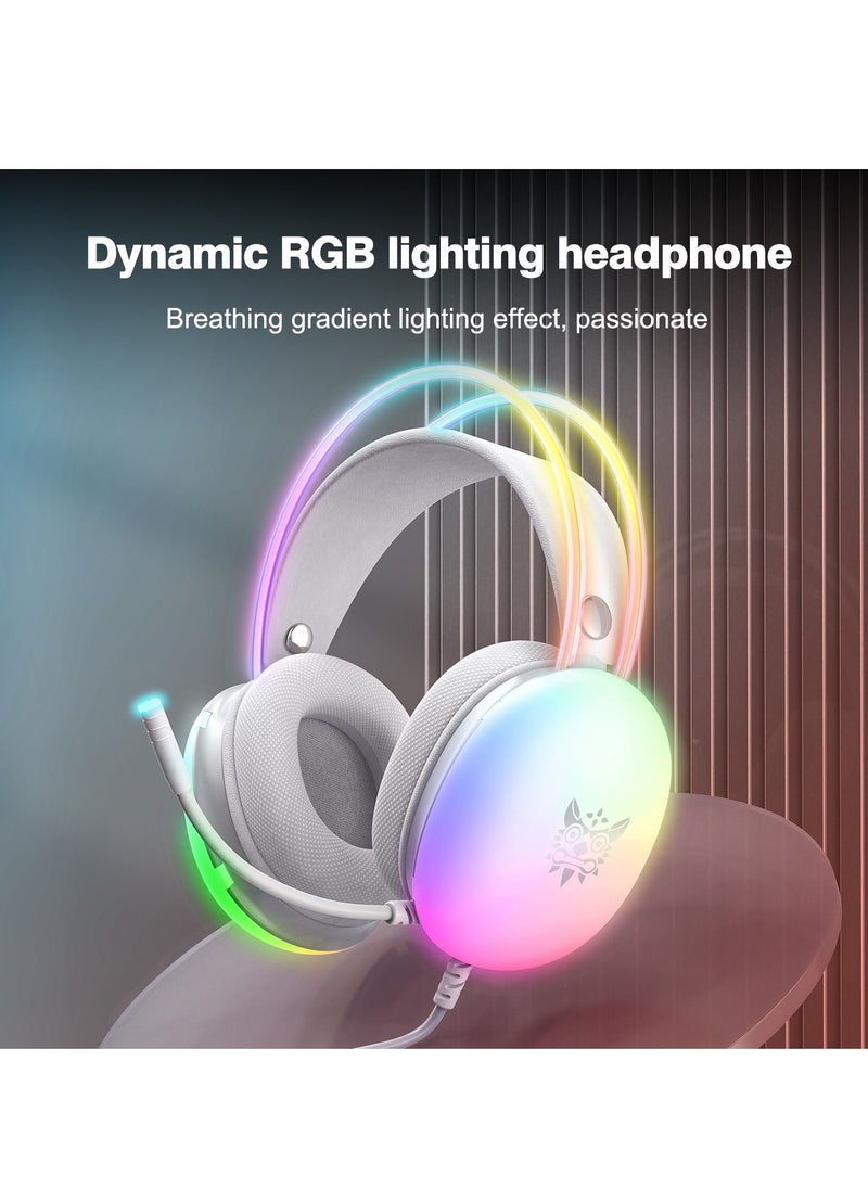 X25 Gradient RGB Light Headset, Computer Gaming Headset for PS4/PS5/XBox One/Series/Switch/PC Grey