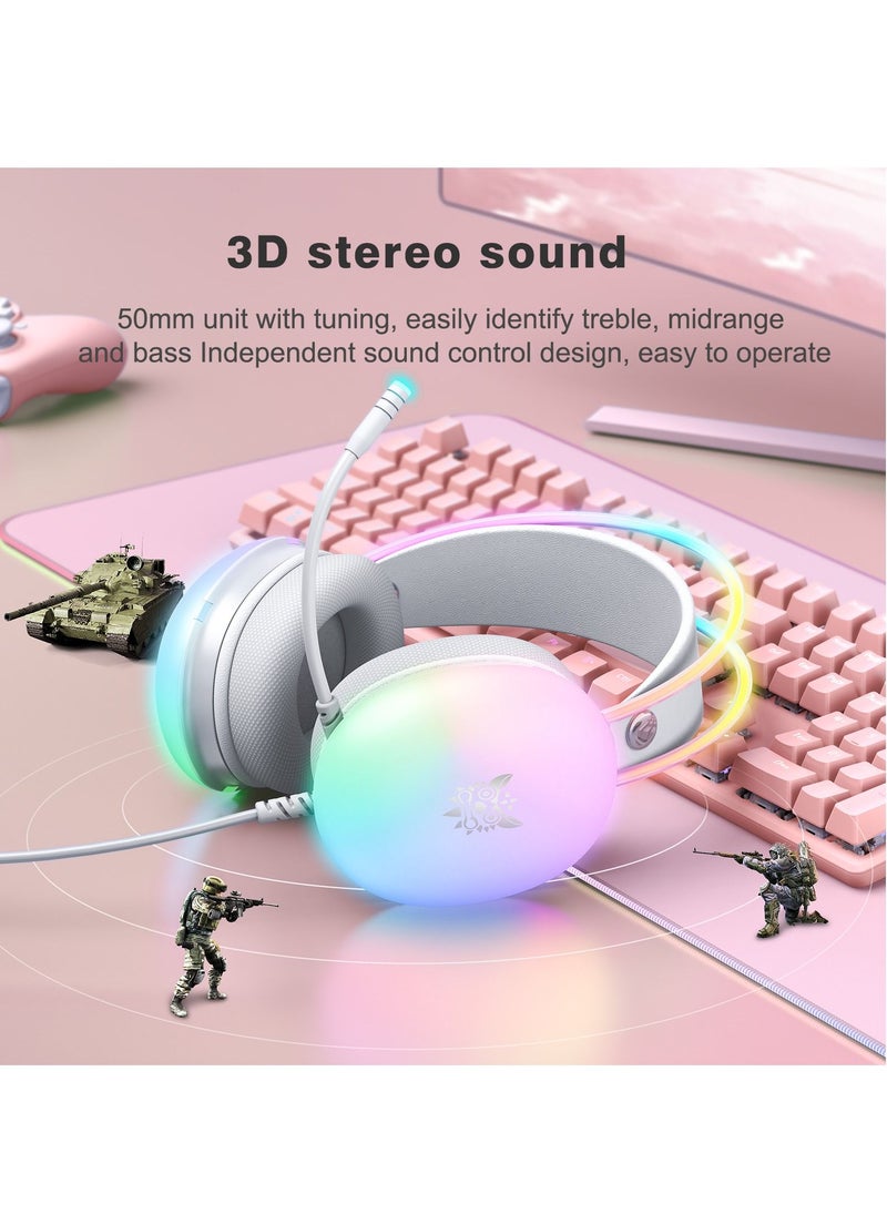 X25 Gradient RGB Light Headset, Computer Gaming Headset for PS4/PS5/XBox One/Series/Switch/PC Grey