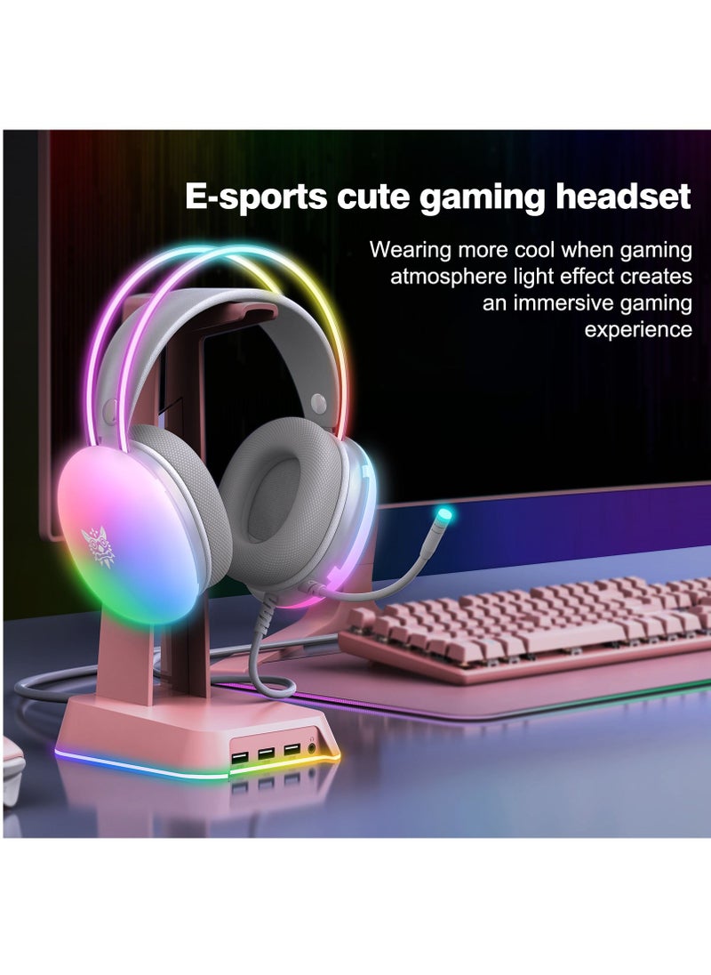 X25 Gradient RGB Light Headset, Computer Gaming Headset for PS4/PS5/XBox One/Series/Switch/PC Grey