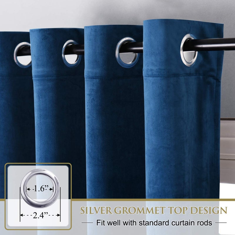 StangH Bedroom Blue Curtains Velvet - 108 inches Extra Long Light Blocking Plush Velvet Curtains for Living Room, Royal Blue, 52 x 108 inches, 2 Panels - Image 2