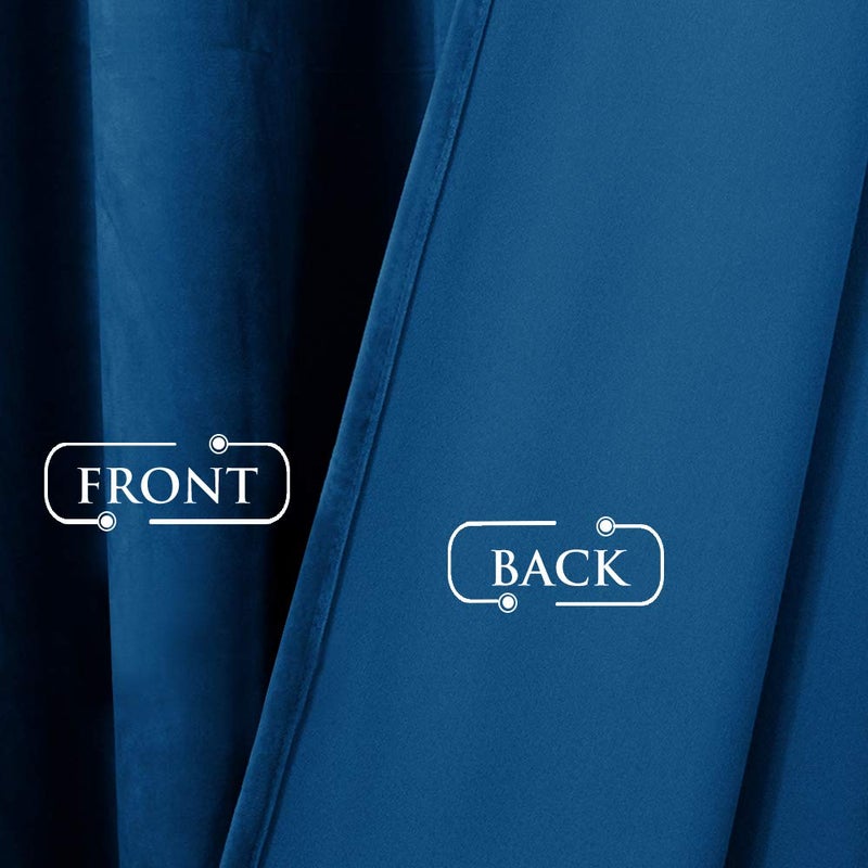 StangH Bedroom Blue Curtains Velvet - 108 inches Extra Long Light Blocking Plush Velvet Curtains for Living Room, Royal Blue, 52 x 108 inches, 2 Panels - Image 3