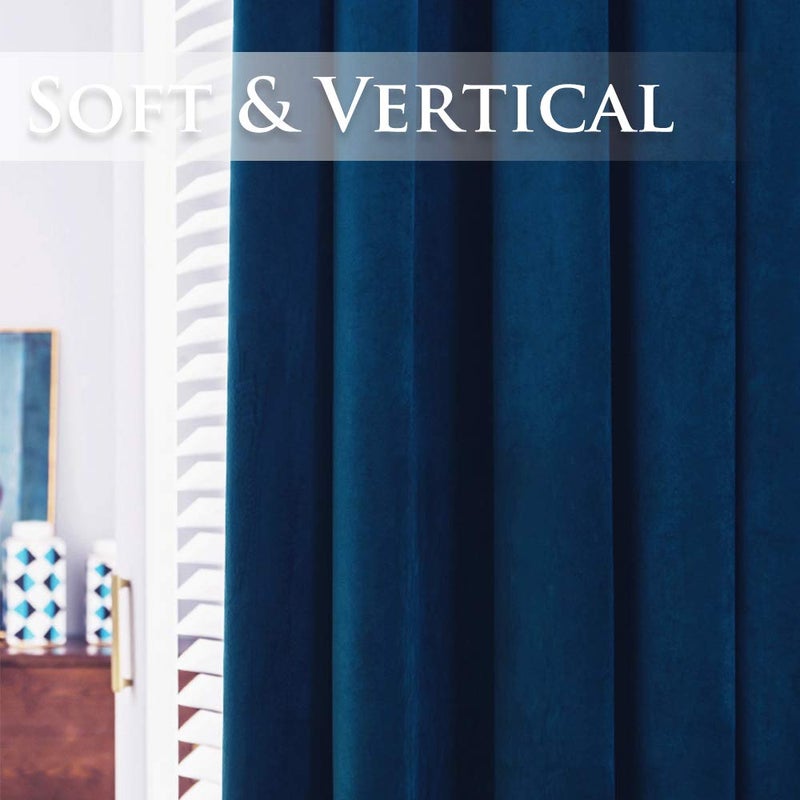 StangH Bedroom Blue Curtains Velvet - 108 inches Extra Long Light Blocking Plush Velvet Curtains for Living Room, Royal Blue, 52 x 108 inches, 2 Panels - Image 4
