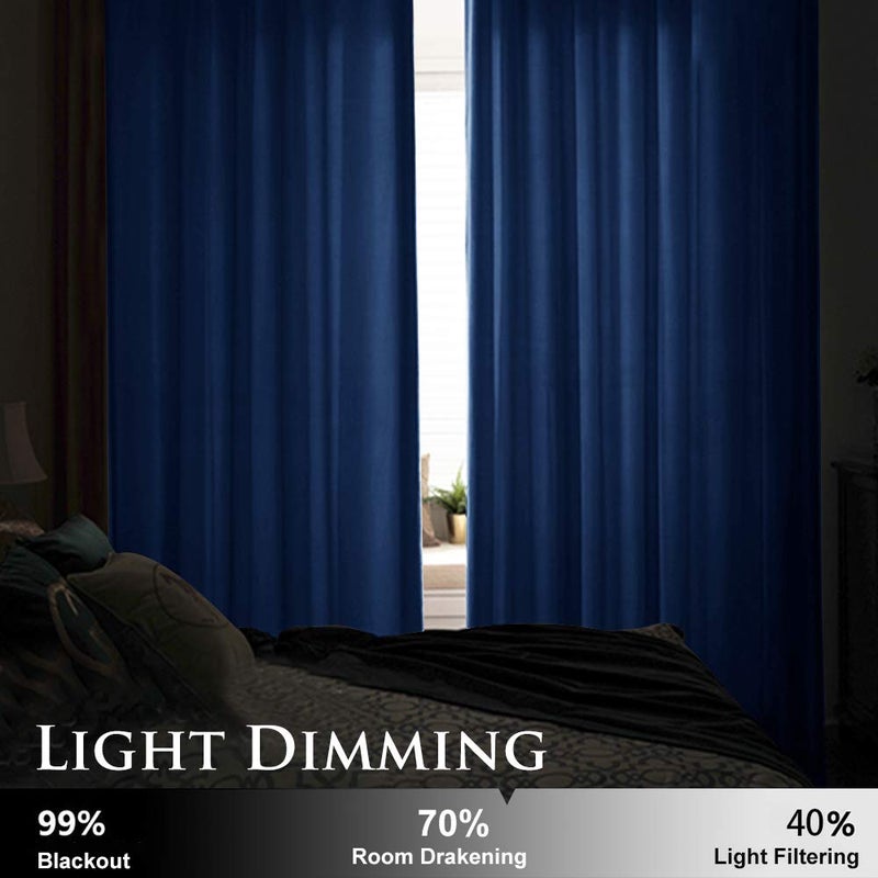 StangH Bedroom Blue Curtains Velvet - 108 inches Extra Long Light Blocking Plush Velvet Curtains for Living Room, Royal Blue, 52 x 108 inches, 2 Panels - Image 5