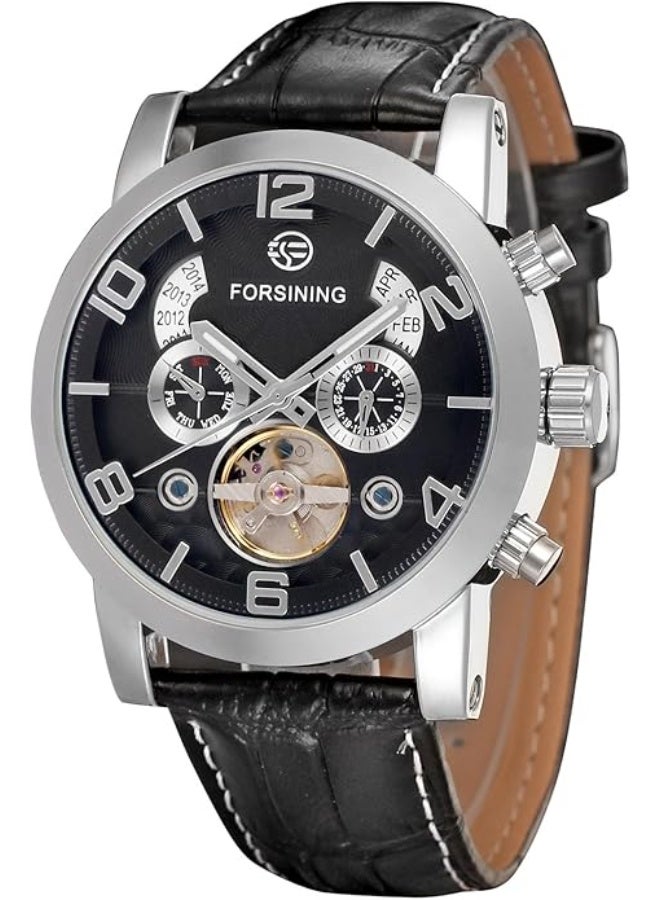 فورسينينج Men's Tourbillon Calendar Brand Automatic Movement Genuine Leather Strap Best Sales Wrist Watches - Image 1