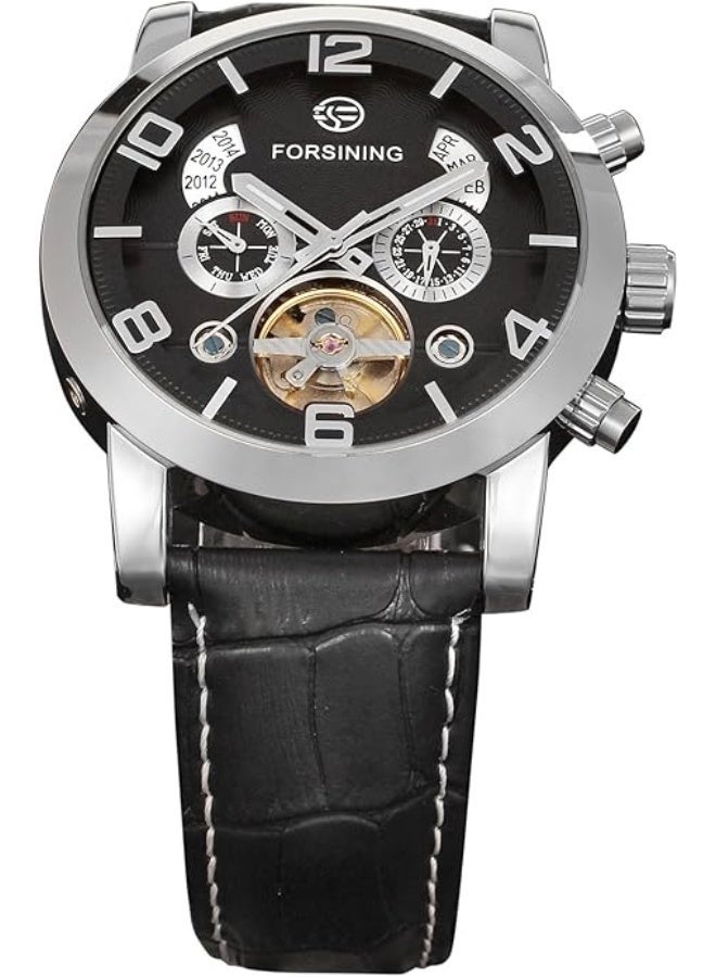 فورسينينج Men's Tourbillon Calendar Brand Automatic Movement Genuine Leather Strap Best Sales Wrist Watches - Image 5