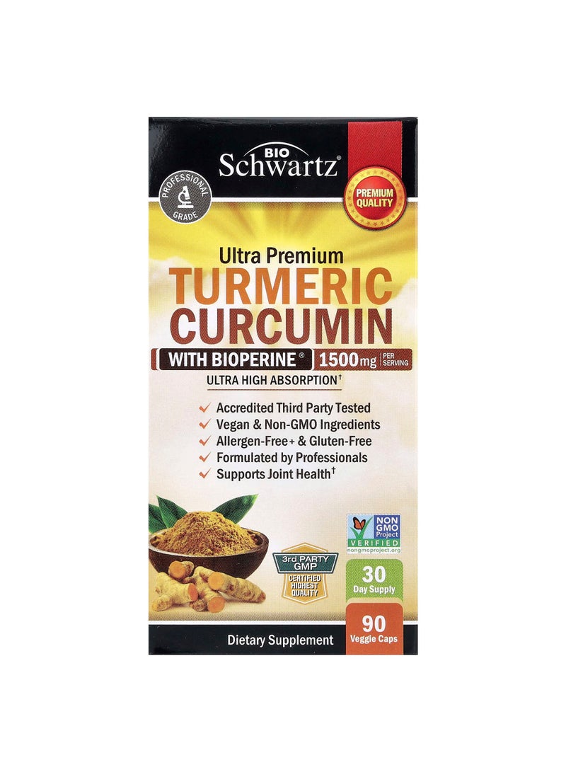 Ultra Premium Turmeric Curcumin With Bioperine®, 90 Veggie Caps