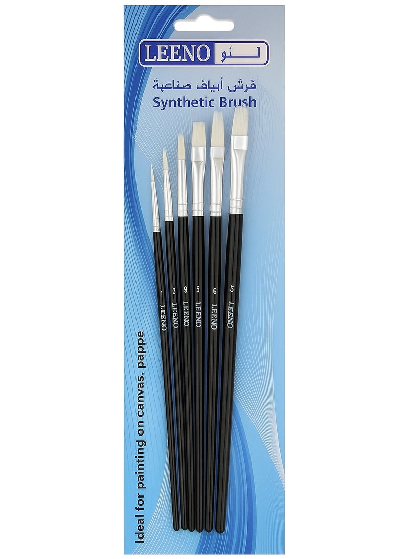 LEENO Artist Brush Set, 6 Pieces – Synthetic Painting Brushes for Acrylic, Watercolor, Oil and School Art Supplies - Image 1