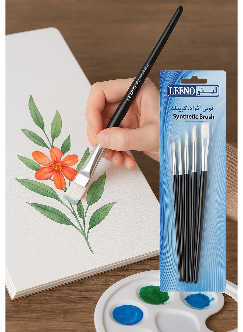 LEENO Artist Brush Set, 6 Pieces – Synthetic Painting Brushes for Acrylic, Watercolor, Oil and School Art Supplies - Image 4