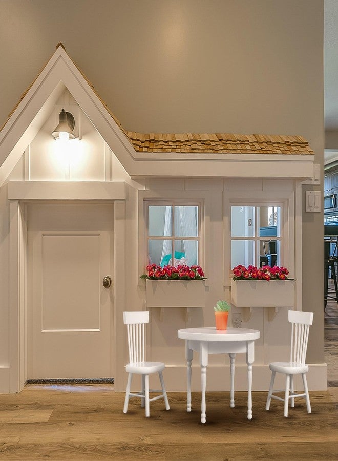 Vaguelly مجموعة فاجيلي 1 طاولة طعام لبيت الدمى و2 كرسي، مجموعة طاولة وكرسي مقياس 1/12، أثاث مطبخ بيت الدمى من الخشب كراسي مصغرة - Image 4