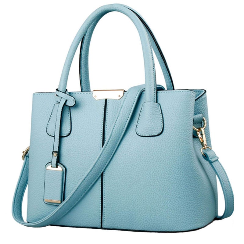 FiveloveTwo Women Classy Satchel Handbag Tote Purse Handle Bag Shoulder Bag Light blue - Image 1