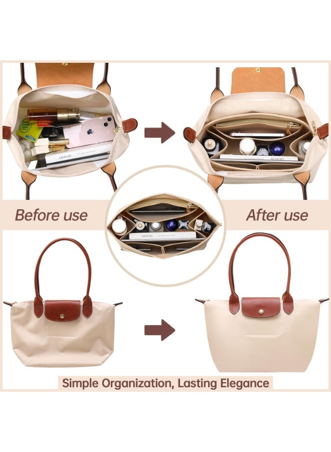 Chielor Purse Organizer Insert for Longchamp Le Pliage, Premium Felt Long Champ Bag Handbag Women, Tote Organizer Insert with 9 Compartments - Image 3