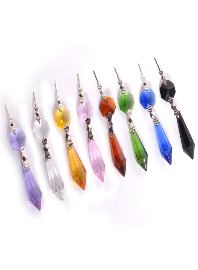 longsheng 20pcs Red Crystal Chandelier Icicle Prisms Lamp Candelabra Replacement Parts with Octagon Beads,DIY Crystal Curtain Pendants 38mm - Image 3