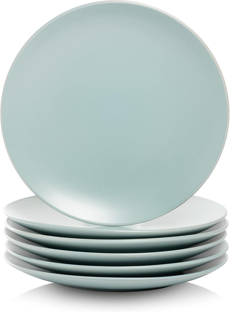 10 Strawberry Street Wazee Matte 825 Coupe Salad Plate Set of 6 Mineral Blue - Image 1