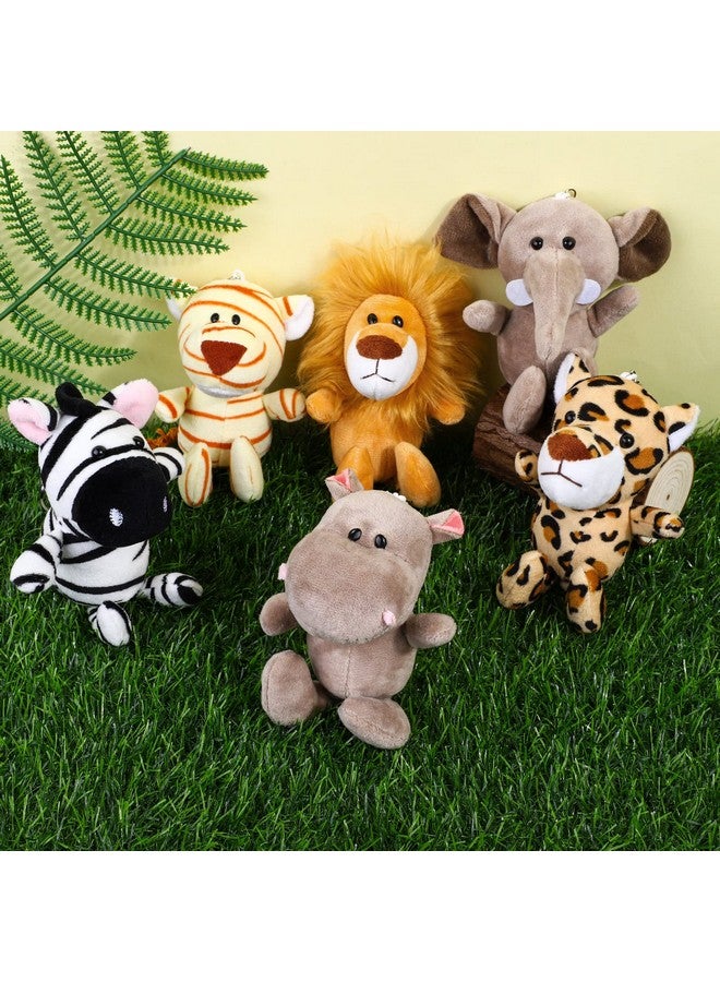 Elcoho 14 Pieces Safari Mini Jungle Animal Plush Toys Small Stuffed Forest Animals Plush Toys 5.9 Inch Keychain Decorations for Animal Themed Parties Goody Bags Filler Favors (Standing) - Image 4