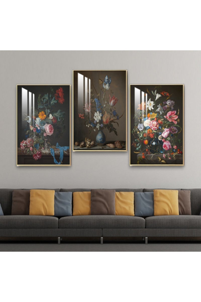 Marktna Three wooden wall painting with a frame and a clear acrylic layer - Image 1